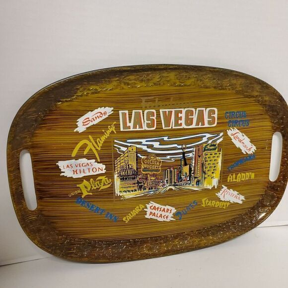 Vintage Iconic Las Vegas  Plastic Tray Casinos Landmark Stardust Aladdin - Picture 1 of 7